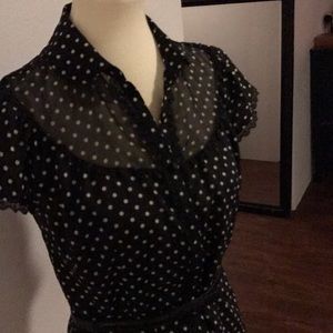 Adorable polka dot blouse with sheer panels
